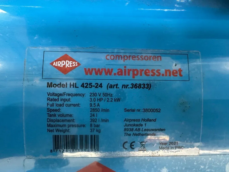 Airpress HL 425-24 Elektrische Zuigercompressor 3 PK 392 L / min 8 Bar Overstock New ! - Luchtcompressor: afbeelding 3 Airpress HL 425-24 Elektrische Zuigercompressor 3 PK 392 L / min 8 Bar Overstock New ! - Luchtcompressor: afbeelding 3