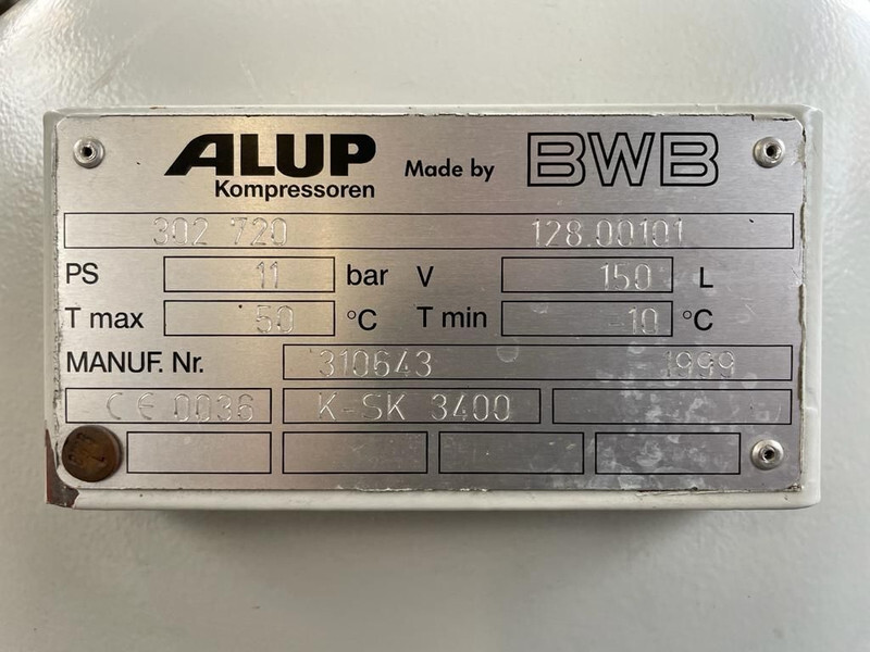 Alup 2.2 kW 240 L / min 10 Bar Elektrische Zuigercompressor op ketel - Luchtcompressor: afbeelding 5 Alup 2.2 kW 240 L / min 10 Bar Elektrische Zuigercompressor op ketel - Luchtcompressor: afbeelding 5