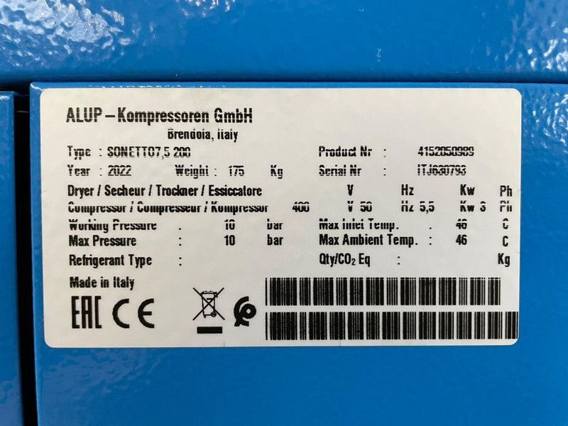 Alup Sonetto 7.5 + 200 Elektrische Schroefcompressor 5.5 kw 780 L / min 10 Bar - Luchtcompressor: afbeelding 3 Alup Sonetto 7.5 + 200 Elektrische Schroefcompressor 5.5 kw 780 L / min 10 Bar - Luchtcompressor: afbeelding 3