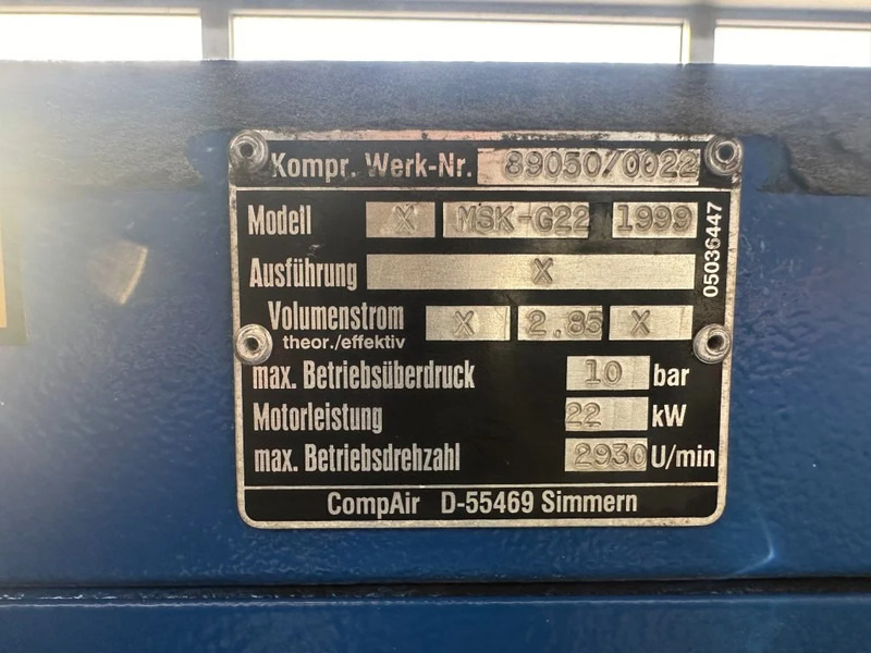 Compair MSK-G22 Elektrische Schroefcompressor 22 kW 3000 L / min 10 Bar - Luchtcompressor: afbeelding 3 Compair MSK-G22 Elektrische Schroefcompressor 22 kW 3000 L / min 10 Bar - Luchtcompressor: afbeelding 3