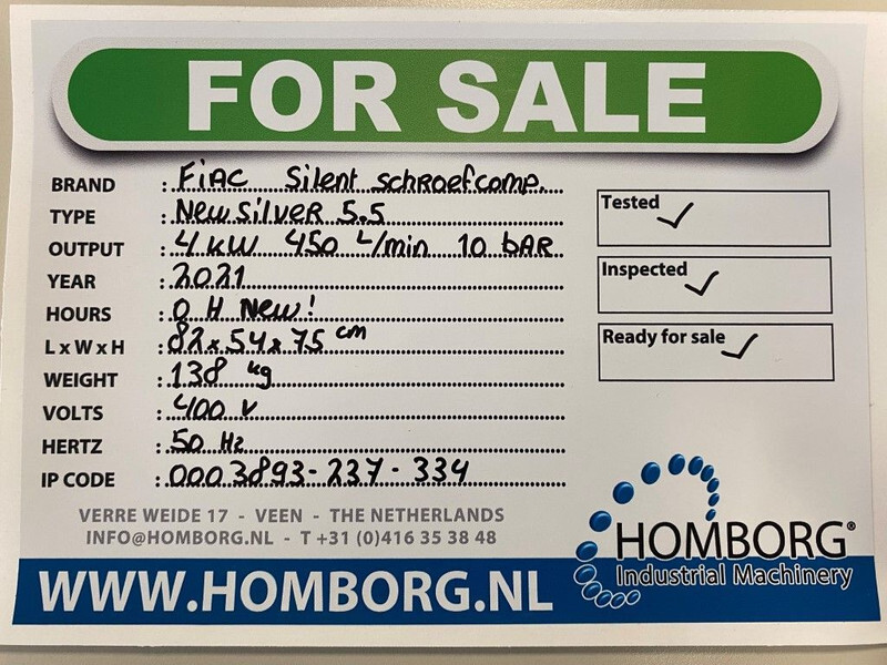Fiac New Silver 5.5 Silent 4 kW 450 L / min 10 Bar Elektrische Schroefcompressor - Luchtcompressor: afbeelding 2 Fiac New Silver 5.5 Silent 4 kW 450 L / min 10 Bar Elektrische Schroefcompressor - Luchtcompressor: afbeelding 2