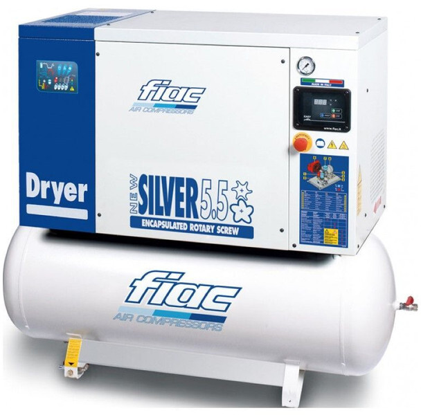 Fiac New Silver D 5.5 / 200 Silent 4 kW 450 L / min 10 Bar Elektrische Schroefcompressor met ketel en droger - Luchtcompressor: afbeelding 1 Fiac New Silver D 5.5 / 200 Silent 4 kW 450 L / min 10 Bar Elektrische Schroefcompressor met ketel en droger - Luchtcompressor: afbeelding 1