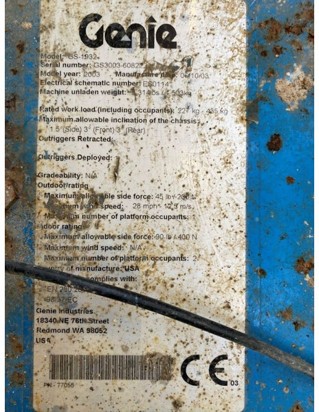 Genie GS 1932 Elektrische Schaarhoogwerker 7.8 meter werkhoogte 538 uur ! - Schaarlift: afbeelding 3 Genie GS 1932 Elektrische Schaarhoogwerker 7.8 meter werkhoogte 538 uur ! - Schaarlift: afbeelding 3