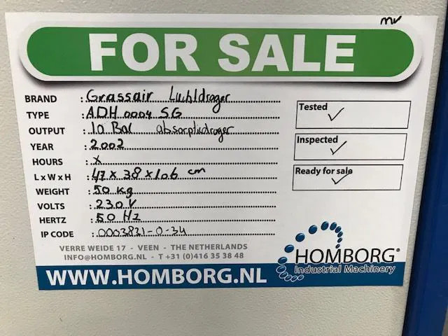 Luchtcompressor Grassair ADH0004SG 10 Bar Absorptiedroger: afbeelding 7
