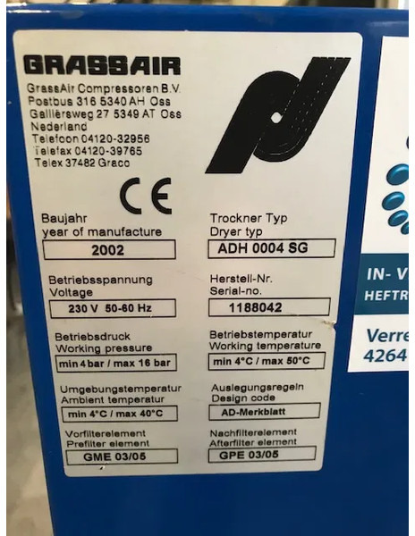 Grassair ADH0004SG 10 Bar Absorptiedroger - Luchtcompressor: afbeelding 3 Grassair ADH0004SG 10 Bar Absorptiedroger - Luchtcompressor: afbeelding 3