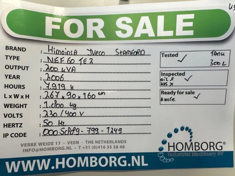 Industrie generator Himoinsa Iveco NEF 60 TE2 Stamford 200 kVA generatorset: afbeelding 18
