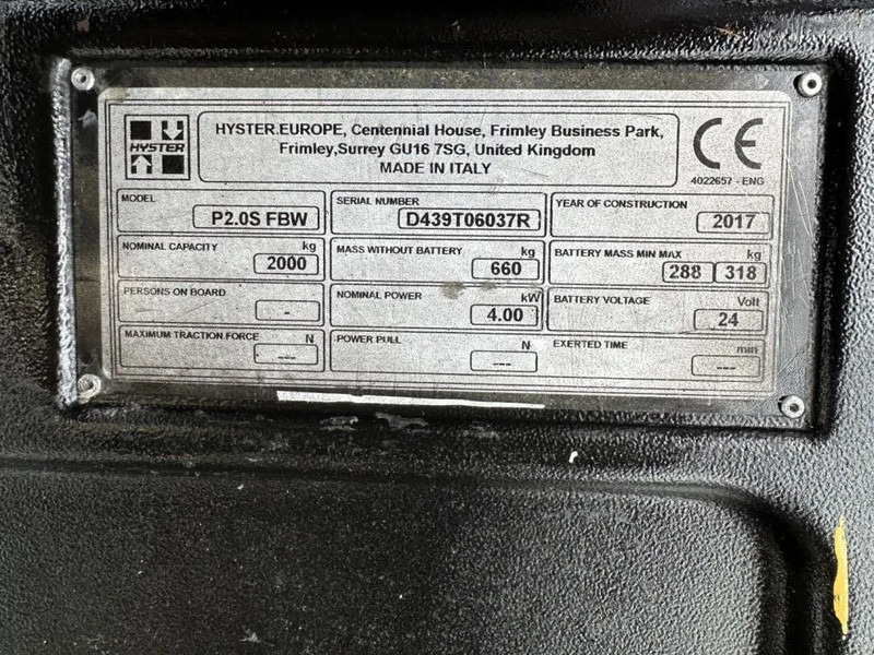 Hyster P2.0S FBW 2 ton Pallettruck Meerijder Elektra Palletwagen - Palletwagen: afbeelding 5 Hyster P2.0S FBW 2 ton Pallettruck Meerijder Elektra Palletwagen - Palletwagen: afbeelding 5