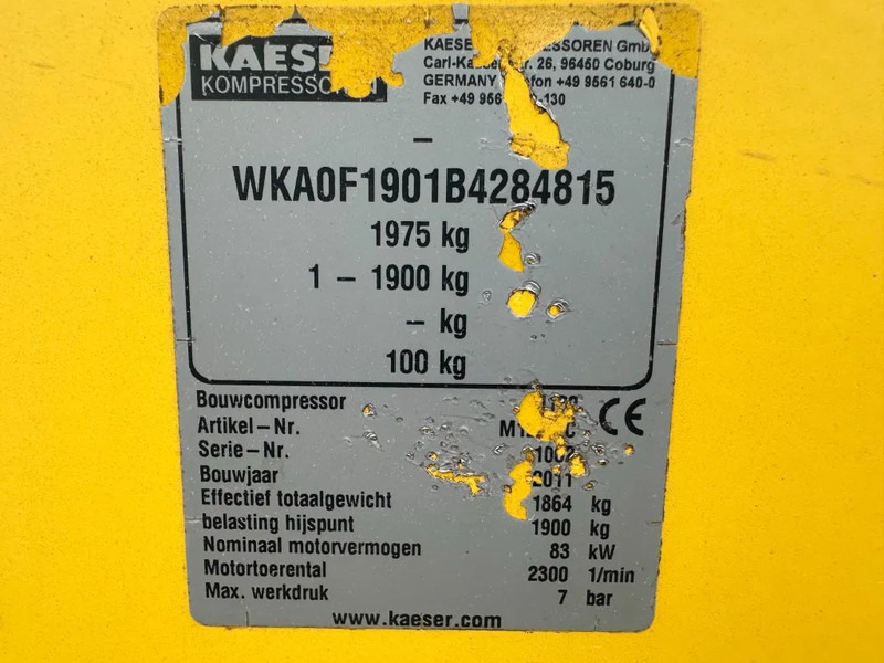 Kaeser M122 Deutz 11.1 m3 / min 10 Bar 83 kW Mobiele Diesel Compressor - Luchtcompressor: afbeelding 3 Kaeser M122 Deutz 11.1 m3 / min 10 Bar 83 kW Mobiele Diesel Compressor - Luchtcompressor: afbeelding 3