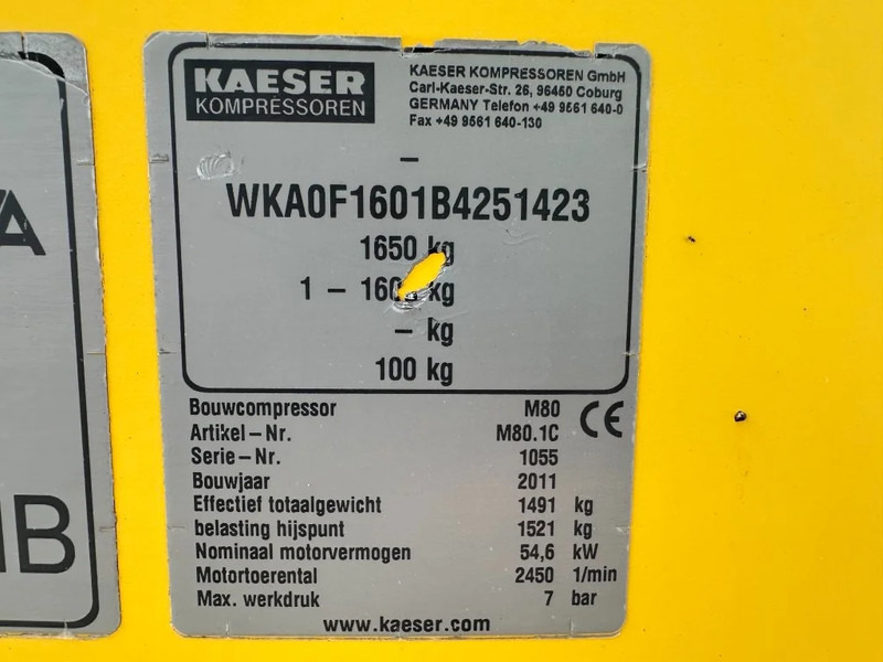 Kaeser M80 Kubota 8.1 m3 / min 7 Bar 55 kW Mobiele Silent Diesel Compressor - Luchtcompressor: afbeelding 4 Kaeser M80 Kubota 8.1 m3 / min 7 Bar 55 kW Mobiele Silent Diesel Compressor - Luchtcompressor: afbeelding 4