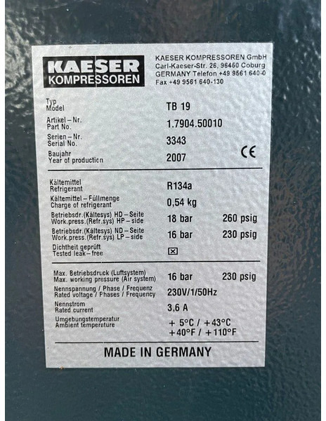 Kaeser TB19 - elektrische luchtdroger 16 Bar 2100 L/min. - Luchtcompressor: afbeelding 4 Kaeser TB19 - elektrische luchtdroger 16 Bar 2100 L/min. - Luchtcompressor: afbeelding 4