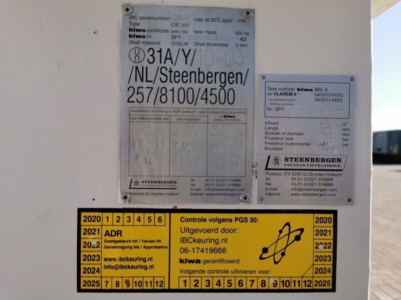 Kiwa IBC Steenbergen 3000 liter diesel tank met keuring ! - Opslagtank: afbeelding 3 Kiwa IBC Steenbergen 3000 liter diesel tank met keuring ! - Opslagtank: afbeelding 3