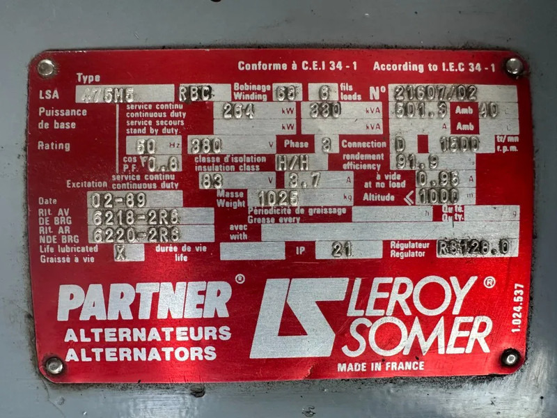 POYAUD Poyaud Leroy Somer 330 kVA noodstroom generatorset ex Emergency - Industrie generator: afbeelding 5 POYAUD Poyaud Leroy Somer 330 kVA noodstroom generatorset ex Emergency - Industrie generator: afbeelding 5