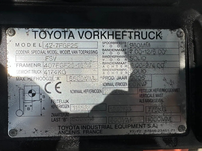 Toyota 2.5 ton Triplex Freelift Sideshift LPG Heftruck - LPG heftruck: afbeelding 4 Toyota 2.5 ton Triplex Freelift Sideshift LPG Heftruck - LPG heftruck: afbeelding 4
