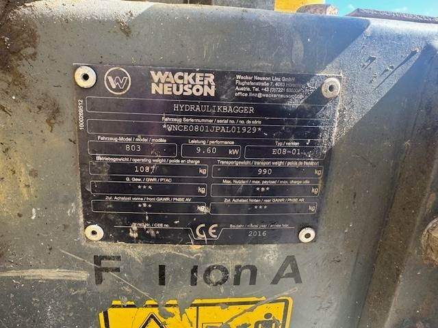 Minigraafmachine Wacker Neuson 803: afbeelding 12