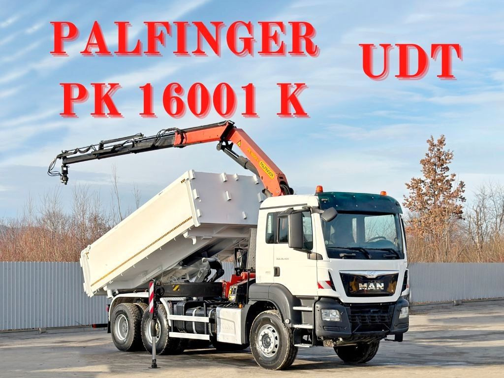 MAN TGS 26.400 * PALFINGER PK 16001 K + FUNK * 6x4 - Kipper vrachtwagen, Kraanwagen: afbeelding 1 MAN TGS 26.400 * PALFINGER PK 16001 K + FUNK * 6x4 - Kipper vrachtwagen, Kraanwagen: afbeelding 1
