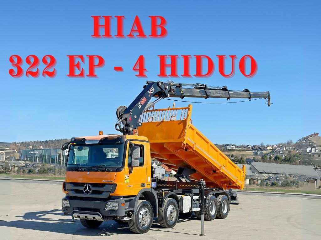 Mercedes-Benz ACTROS 3241 * HIAB 322 EP-4 HIDUO + FUNK / 8x4 - Kipper vrachtwagen, Kraanwagen: afbeelding 1 Mercedes-Benz ACTROS 3241 * HIAB 322 EP-4 HIDUO + FUNK / 8x4 - Kipper vrachtwagen, Kraanwagen: afbeelding 1