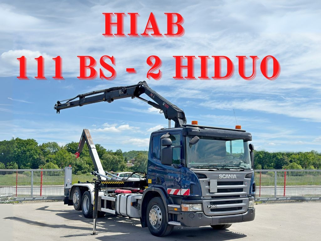 Scania P 360 * ABROLLKIPPER * HIAB 111 BS -2 HIDUO/FUNK - Haakarmsysteem vrachtwagen, Kraanwagen: afbeelding 1 Scania P 360 * ABROLLKIPPER * HIAB 111 BS -2 HIDUO/FUNK - Haakarmsysteem vrachtwagen, Kraanwagen: afbeelding 1