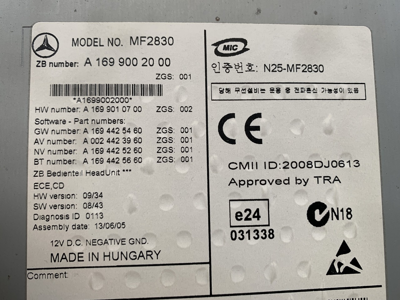 RADIO CD MERCEDES SPRINTER 906 MF2830 - Navigatiesysteem voor Bestelwagen: afbeelding 5 RADIO CD MERCEDES SPRINTER 906 MF2830 - Navigatiesysteem voor Bestelwagen: afbeelding 5