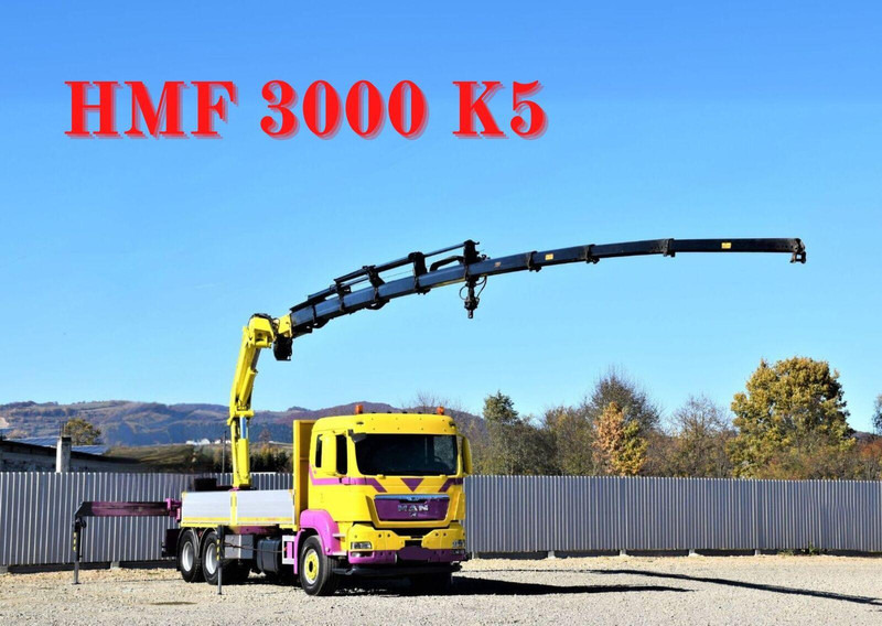 MAN TGS 28.440 Pritsche 5,60* HMF 3000 K5 + FUNK ! - Vrachtwagen met open laadbak, Kraanwagen: afbeelding 1 MAN TGS 28.440 Pritsche 5,60* HMF 3000 K5 + FUNK ! - Vrachtwagen met open laadbak, Kraanwagen: afbeelding 1