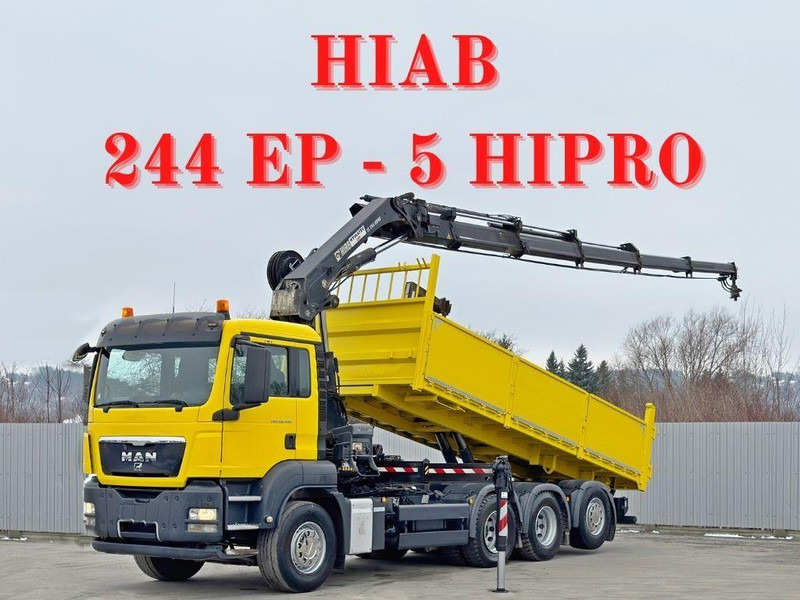 MAN TGS 35.400 * HIAB 244 EP - 5 HIPRO + FUNK * 8x4 - Vrachtwagen met open laadbak, Kraanwagen: afbeelding 1 MAN TGS 35.400 * HIAB 244 EP - 5 HIPRO + FUNK * 8x4 - Vrachtwagen met open laadbak, Kraanwagen: afbeelding 1