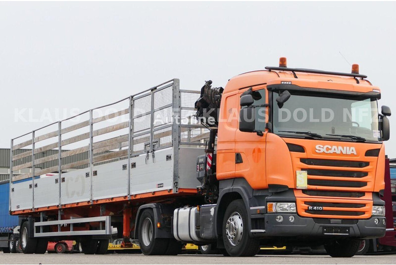 Scania R 410 - Flatbed+crane - Vrachtwagen met open laadbak, Kraanwagen: afbeelding 2 Scania R 410 - Flatbed+crane - Vrachtwagen met open laadbak, Kraanwagen: afbeelding 2