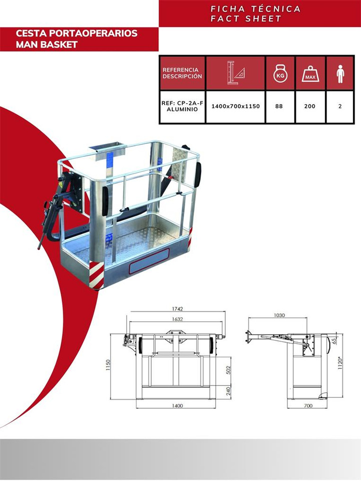 Aluminum Operator Basket CP-2A-F - Aanbouwdeel voor Autolaadkraan: afbeelding 3 Aluminum Operator Basket CP-2A-F - Aanbouwdeel voor Autolaadkraan: afbeelding 3
