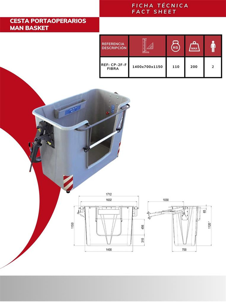 Fiber man basket CP-2F-F - Aanbouwdeel voor Autolaadkraan: afbeelding 4 Fiber man basket CP-2F-F - Aanbouwdeel voor Autolaadkraan: afbeelding 4