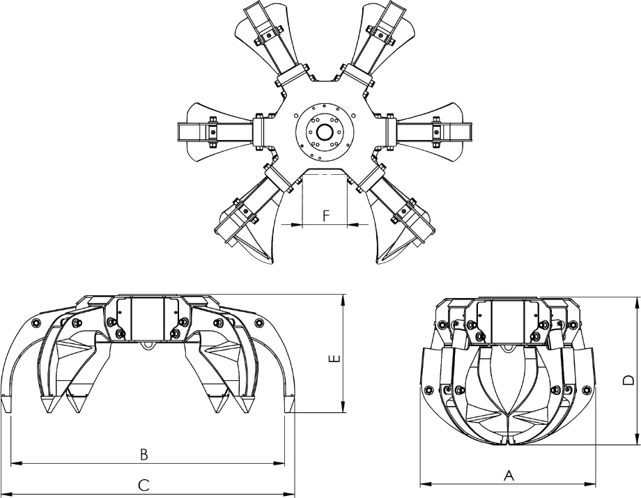 Polyp grab PLP 400/5 - Grijper voor Autolaadkraan: afbeelding 3 Polyp grab PLP 400/5 - Grijper voor Autolaadkraan: afbeelding 3