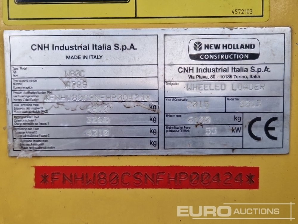 2015 New Holland W80C - Wiellader: afbeelding 2 2015 New Holland W80C - Wiellader: afbeelding 2