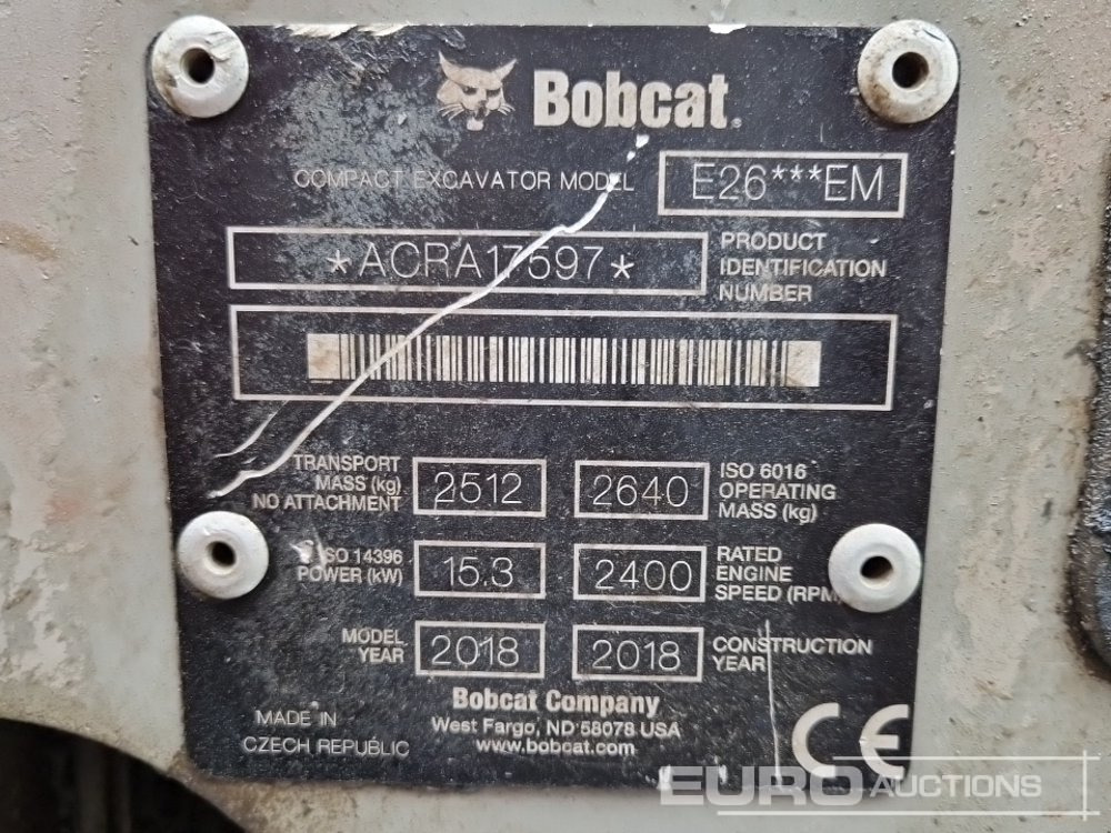 Minigraafmachine 2018 Bobcat E26 EM: afbeelding 34