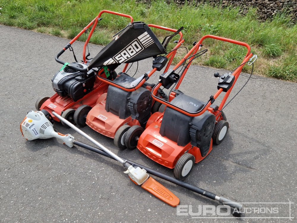 Sabo Electric Walk Behind Lawnmowers (2 of), Petrol Lawnmower, Stihl Petrol Hedge Cutter - Bouwmaterieel: afbeelding 1 Sabo Electric Walk Behind Lawnmowers (2 of), Petrol Lawnmower, Stihl Petrol Hedge Cutter - Bouwmaterieel: afbeelding 1