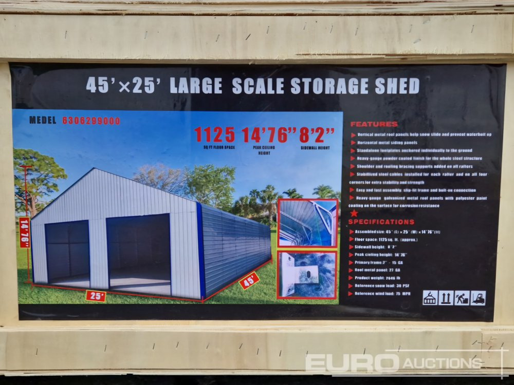 Unused 2025 45’x25’x14’76" Large Scale Storage Shed - Wooncontainer: afbeelding 2 Unused 2025 45’x25’x14’76" Large Scale Storage Shed - Wooncontainer: afbeelding 2
