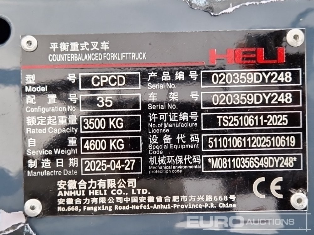 Heftruck Unused 2025 Heli CPCD35: afbeelding 25