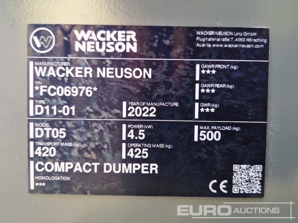 Rupsdumper Unused Wacker Neuson DT05: afbeelding 16