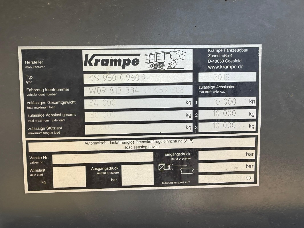 Krampe ALU Kippsattel KS 950 Roadrunn - Kipper vrachtwagen: afbeelding 3 Krampe ALU Kippsattel KS 950 Roadrunn - Kipper vrachtwagen: afbeelding 3