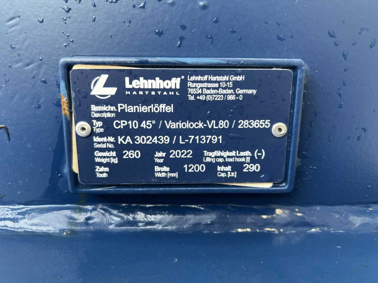 Graafbak Lehnhoff Planierlöffel CP 10 / MS08 1.200 mm NEU: afbeelding 9