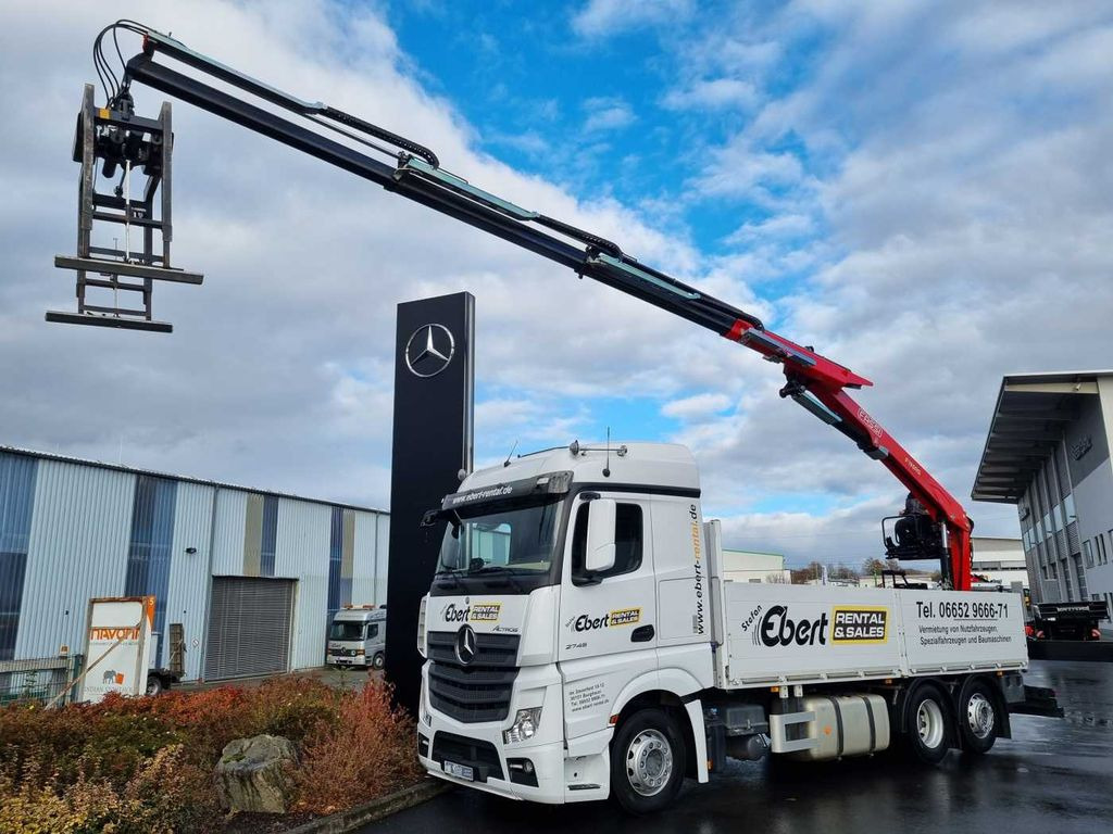 Mercedes-Benz Actros 2745 L 6x2 Baustoffpritsche+Kran Retarder - Kraanwagen, Vrachtwagen met open laadbak: afbeelding 1 Mercedes-Benz Actros 2745 L 6x2 Baustoffpritsche+Kran Retarder - Kraanwagen, Vrachtwagen met open laadbak: afbeelding 1