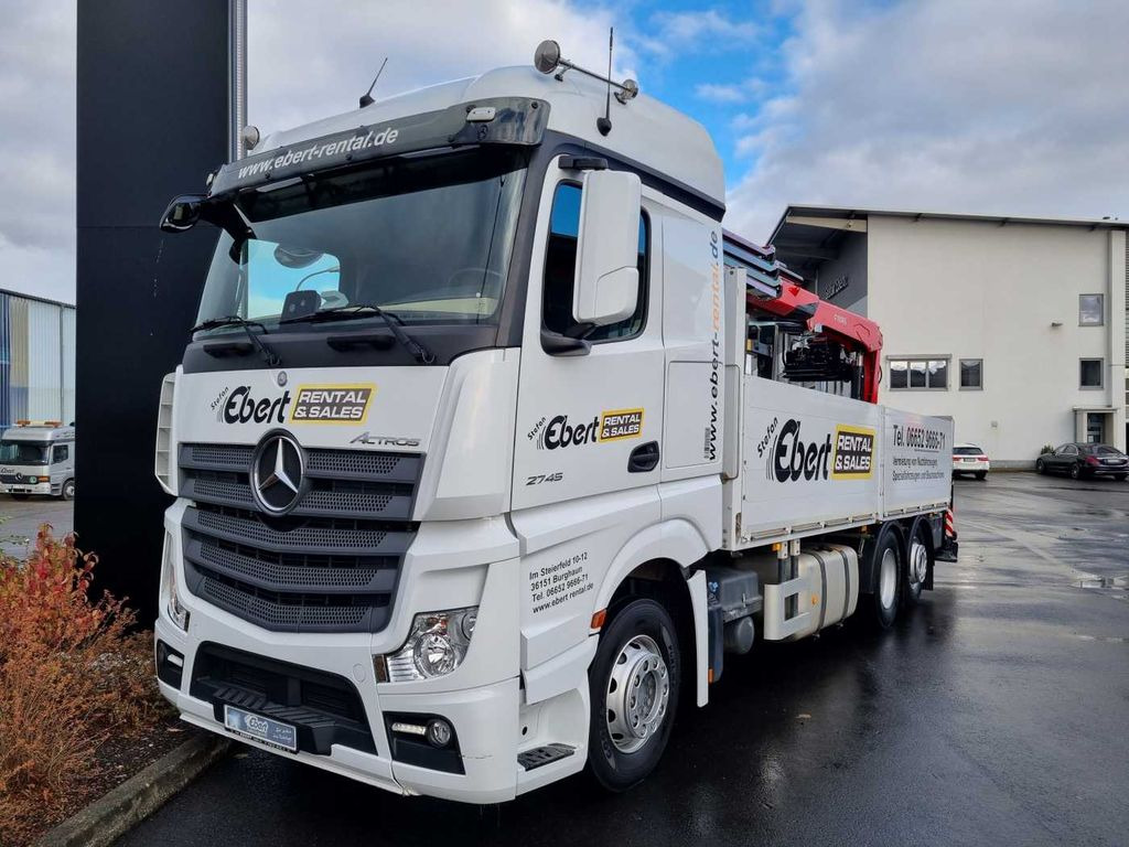 Mercedes-Benz Actros 2745 L 6x2 Baustoffpritsche+Kran Retarder - Kraanwagen, Vrachtwagen met open laadbak: afbeelding 2 Mercedes-Benz Actros 2745 L 6x2 Baustoffpritsche+Kran Retarder - Kraanwagen, Vrachtwagen met open laadbak: afbeelding 2