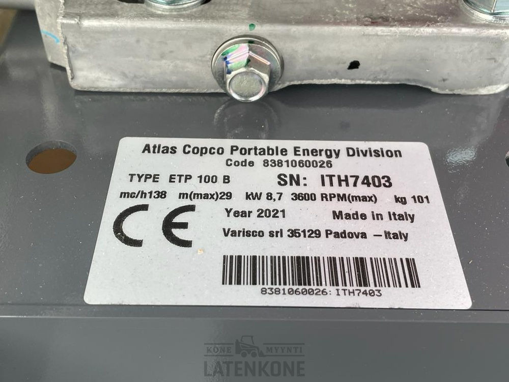 Water pomp Atlas Copco ETP 100B vesipumppu: afbeelding 15