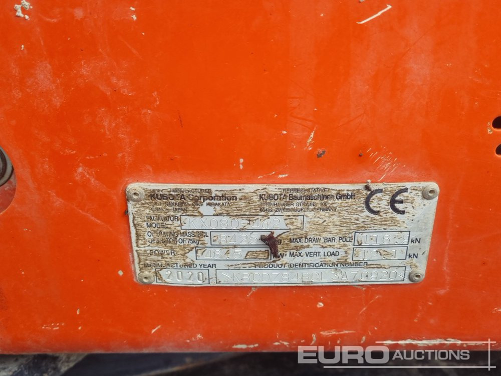 Minigraafmachine 2020 Kubota KX080-4A2: afbeelding 47