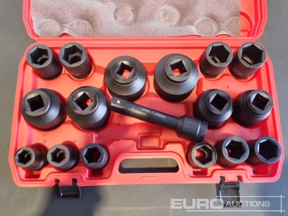 Unused 2025 Boss 1" 17pc Pneumatic Socket Set, 8" Extension Rod - Werkplaats toebehoor: afbeelding 5 Unused 2025 Boss 1" 17pc Pneumatic Socket Set, 8" Extension Rod - Werkplaats toebehoor: afbeelding 5