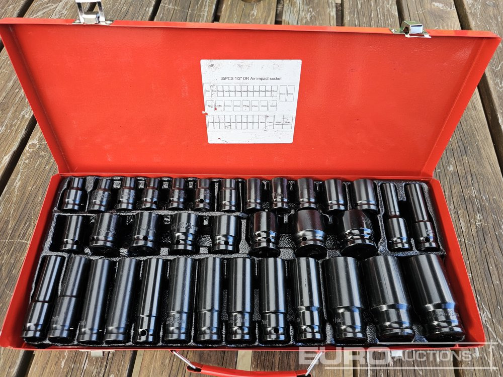 Unused 35Pcs 1/2" Deep Impact Socket Set (8mm-32mm) - Werkplaats toebehoor: afbeelding 1 Unused 35Pcs 1/2" Deep Impact Socket Set (8mm-32mm) - Werkplaats toebehoor: afbeelding 1