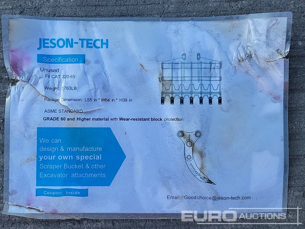 Unused 65" Rake 80mm Pin to suit 20 Ton Excavator - Bak: afbeelding 1 Unused 65" Rake 80mm Pin to suit 20 Ton Excavator - Bak: afbeelding 1