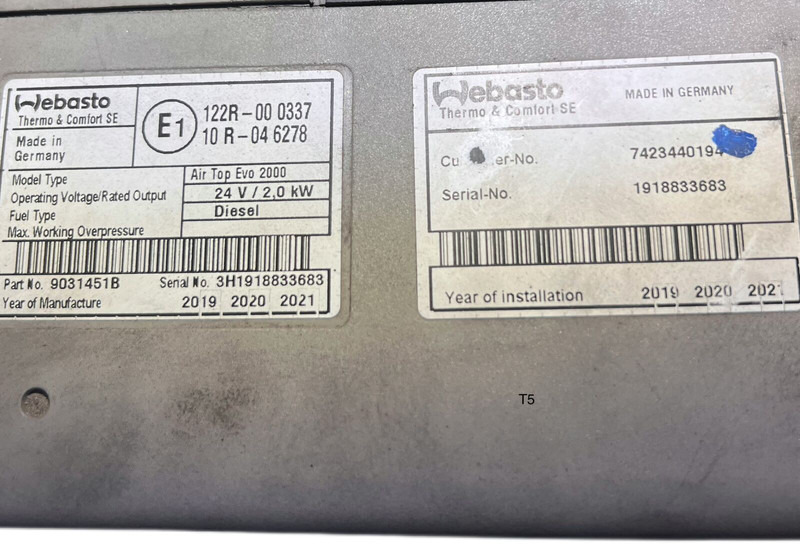 Renault Webasto Air Top Evo 2000 - Verwarming/ Ventilatie: afbeelding 2 Renault Webasto Air Top Evo 2000 - Verwarming/ Ventilatie: afbeelding 2